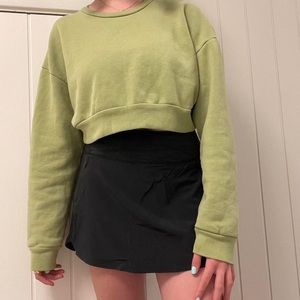 Green reformation jeans cropped sweatshirt